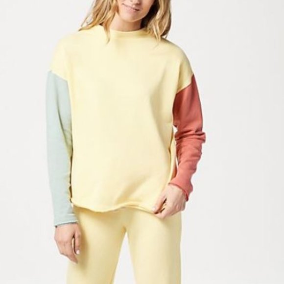 Peace Love World Tops - Peace Love Color-Block French Terry Pull-Over 6155